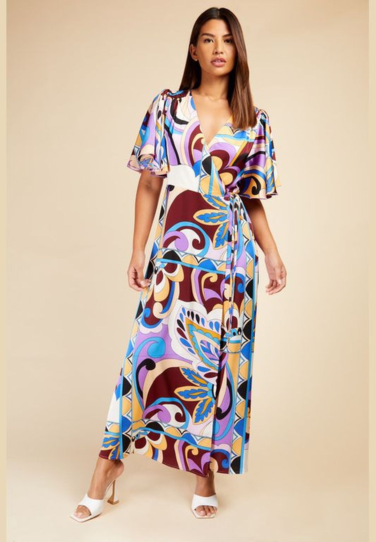 Buy Little Mistress multicolor Little Mistress Retro Satin Maxi for ...