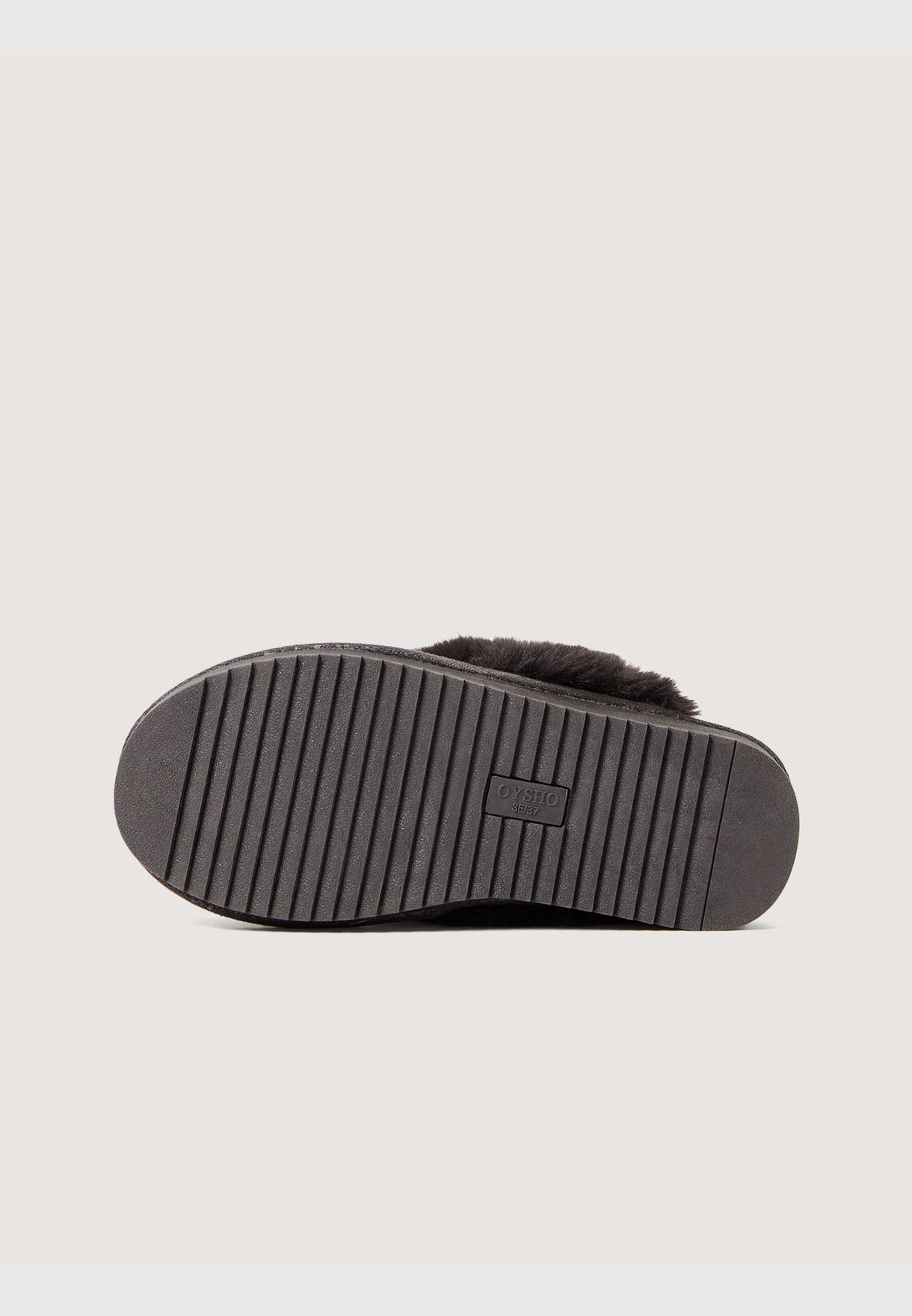 Cuff split-leather slippers