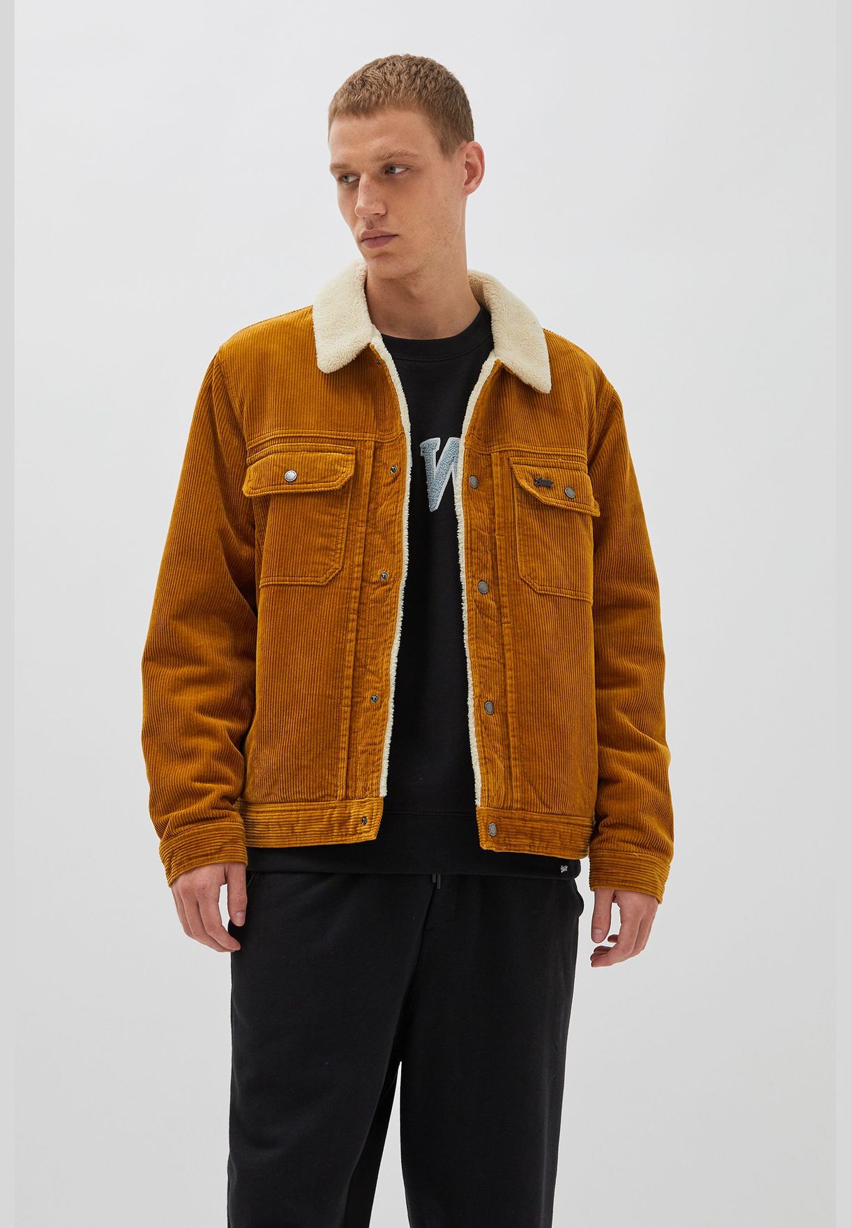 shearling cord trucker