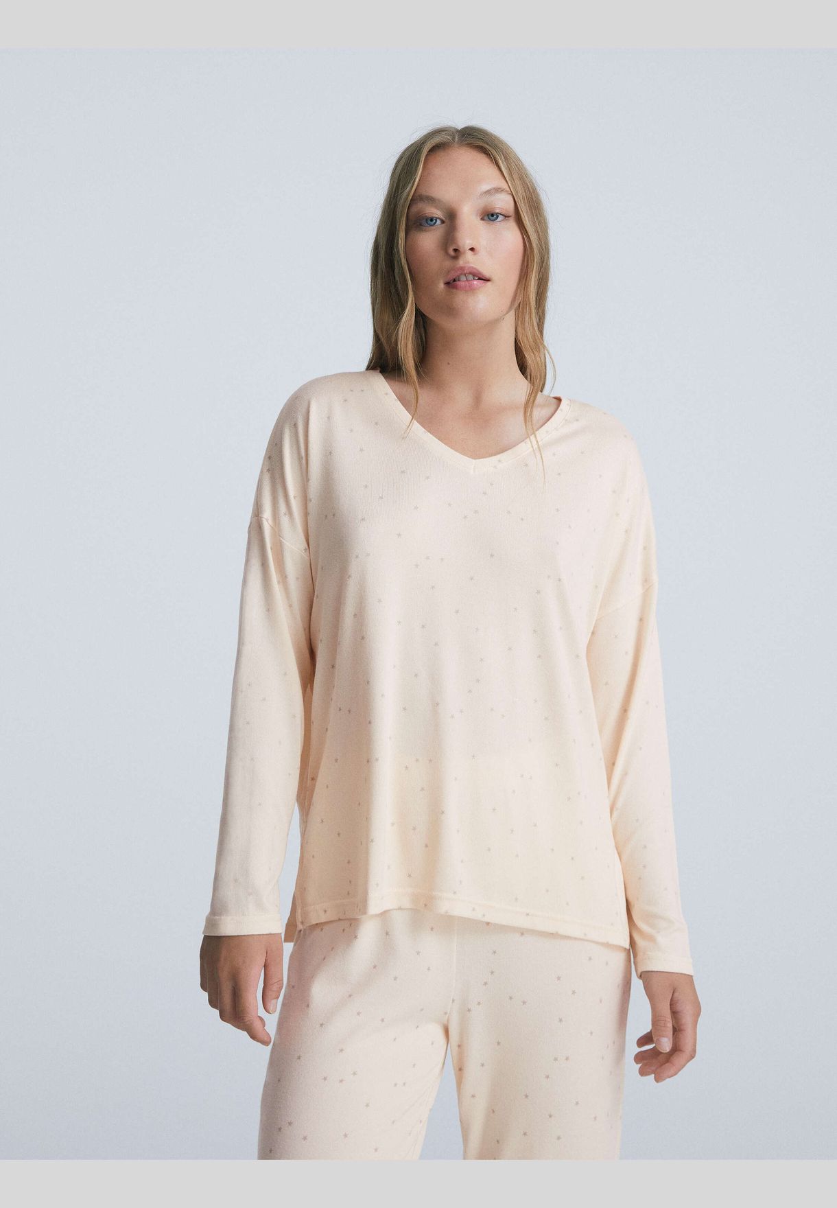 Soft touch long-sleeved star T-shirt