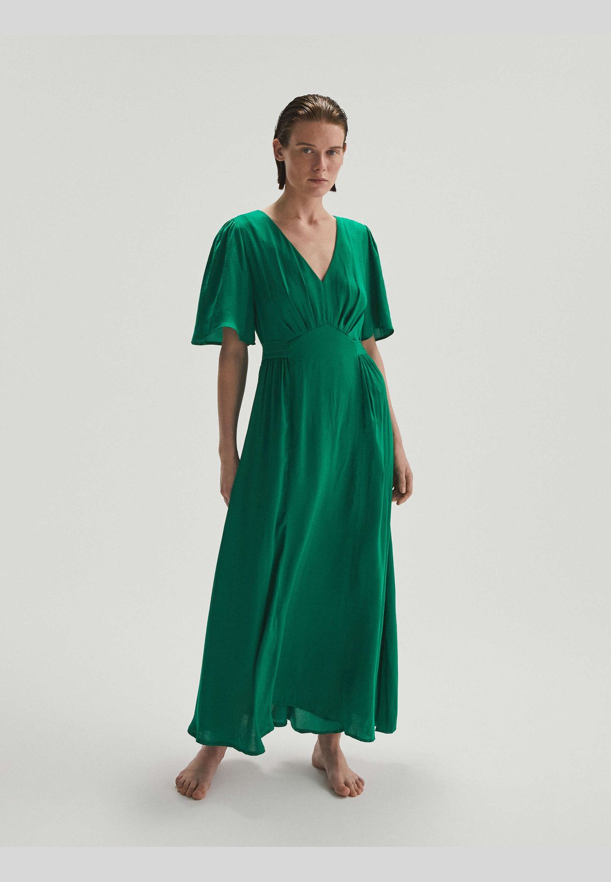 Buy Oysho green Long satin dress for Women in MENA, Worldwide