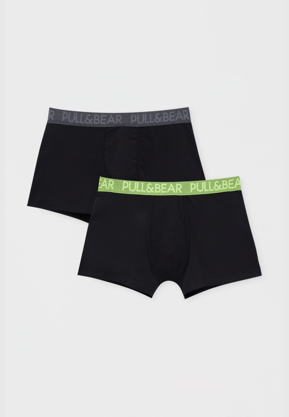 Buy Pull & Bear black Pack of 2 boxers with neon logo for Men in MENA ...