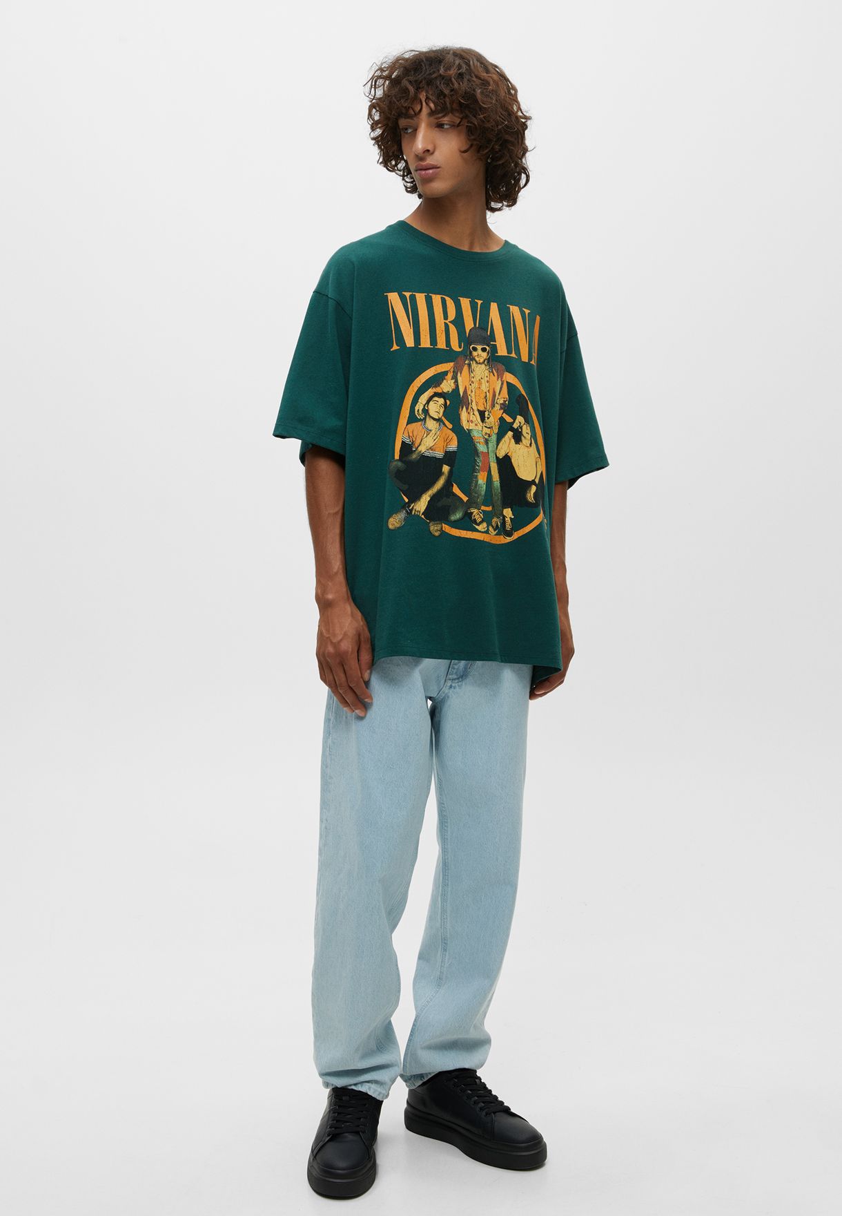 Buy Pull & Bear green Green Nirvana T-shirt for Men in Riyadh, Jeddah