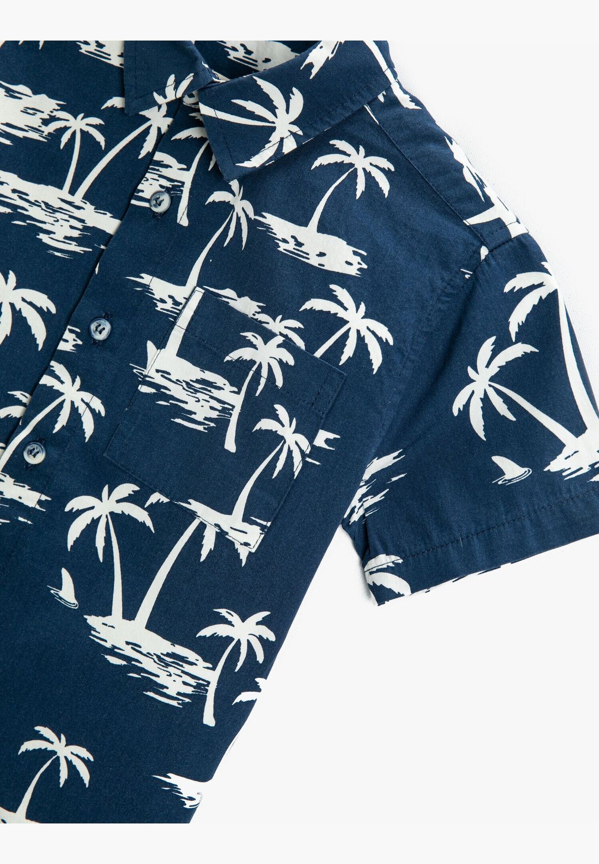 Palm Printed Short Sleeve Shirt Cotton