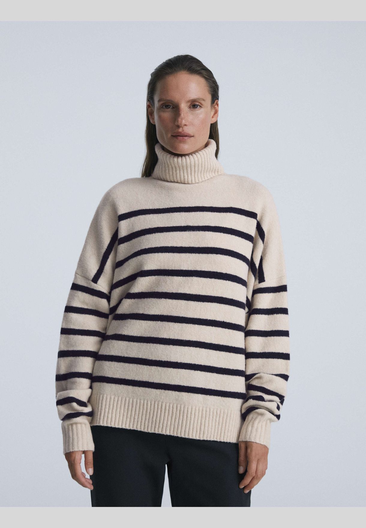 striped polo neck jumper womens