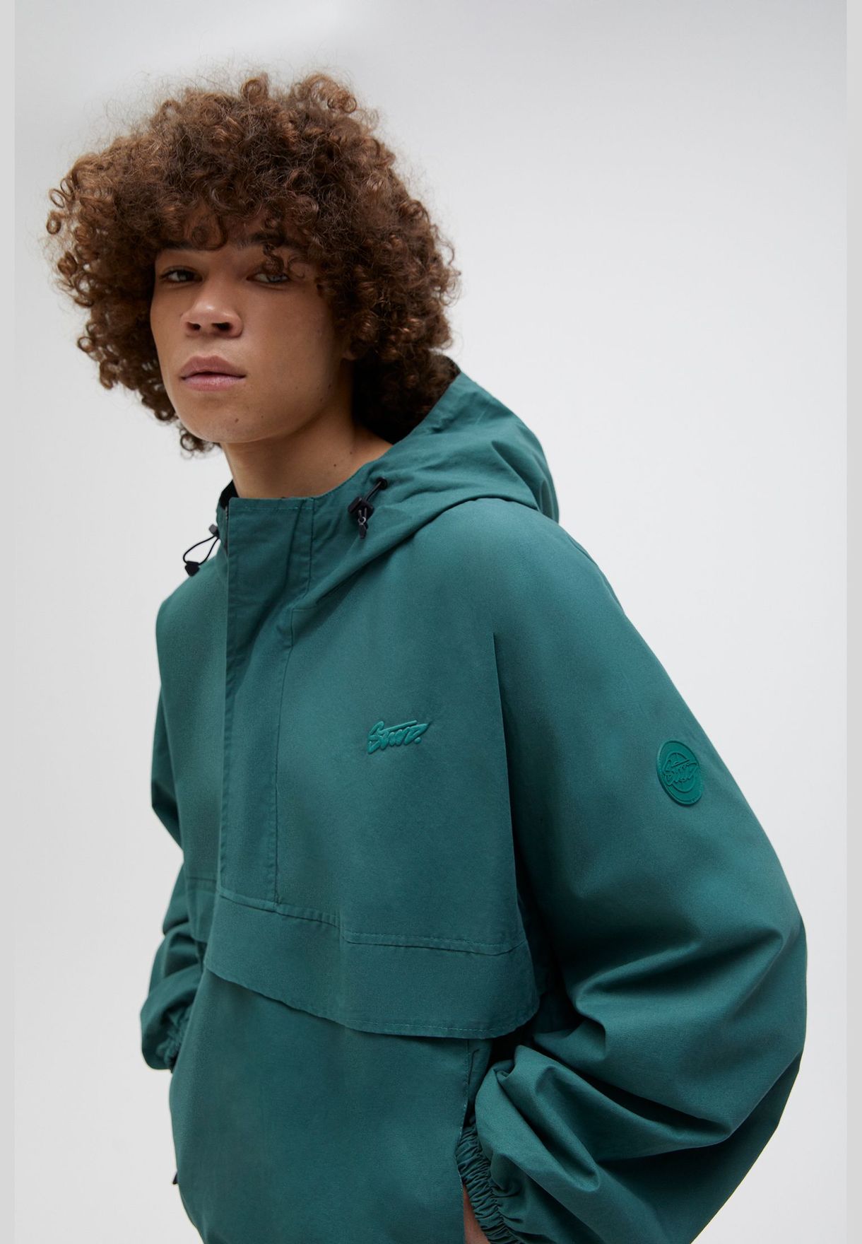 Buy Pull & Bear green Hooded STWD anorak jacket for Men in Dubai, Abu Dhabi