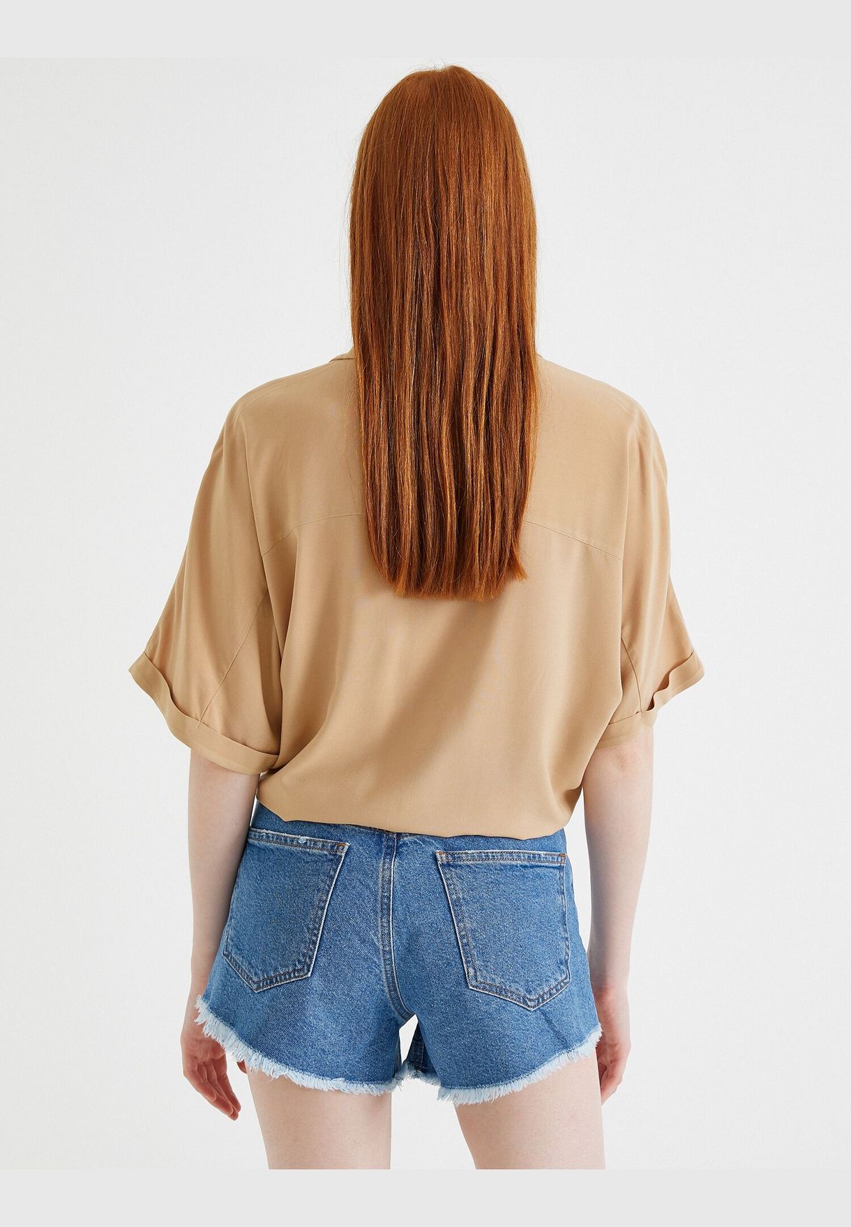 Drawstring Shirt Short Sleeve