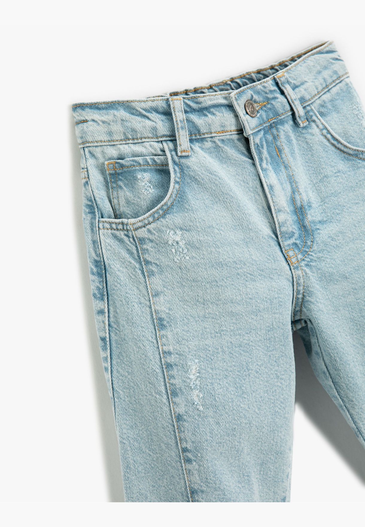 Straight Jean - Stitch Detail Pockets Cotton
