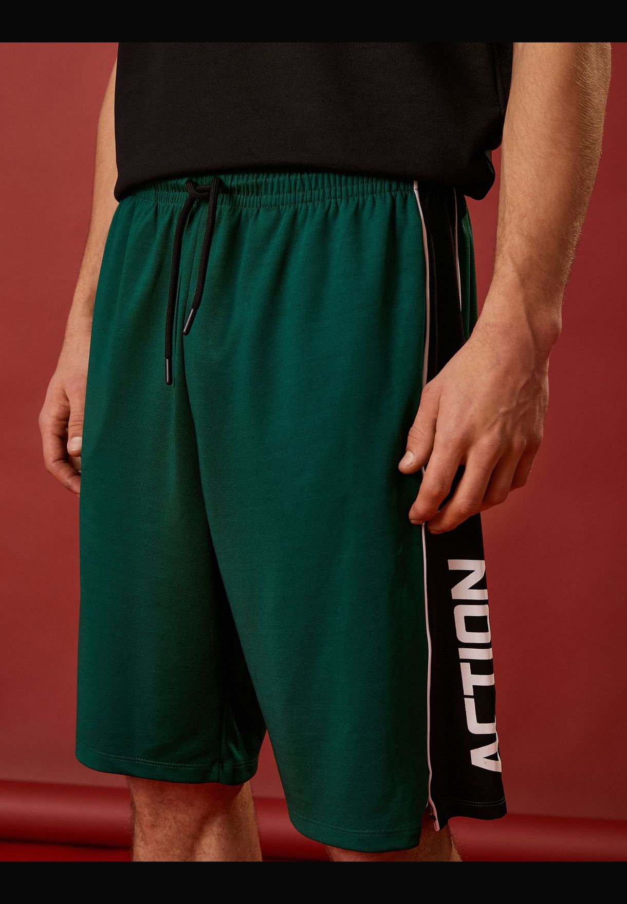 Basic Basketball Shorts Drawstring Printed Detailed