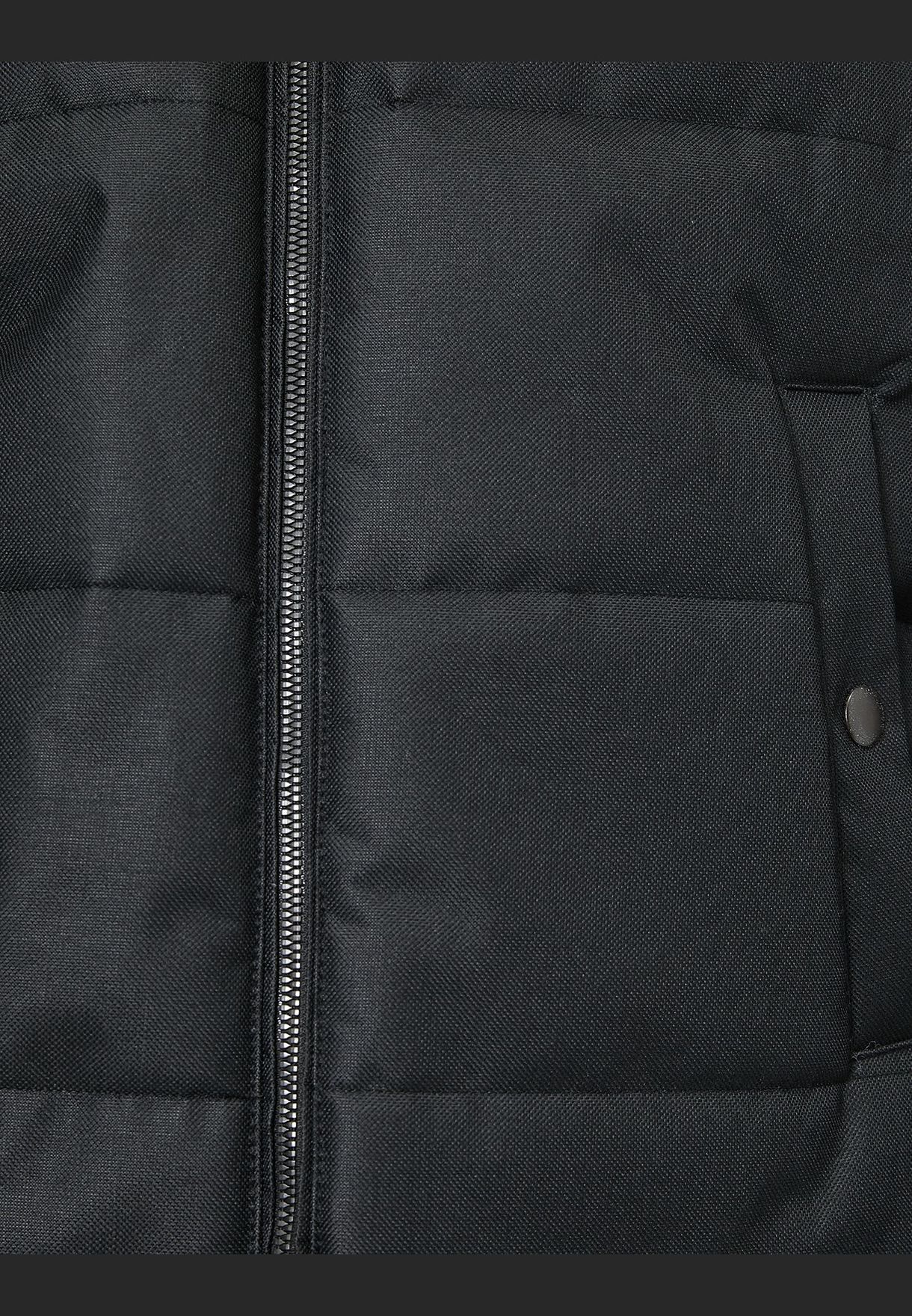 Stand Neck Pocket Zipper Detailed Hooded Puffer Vest