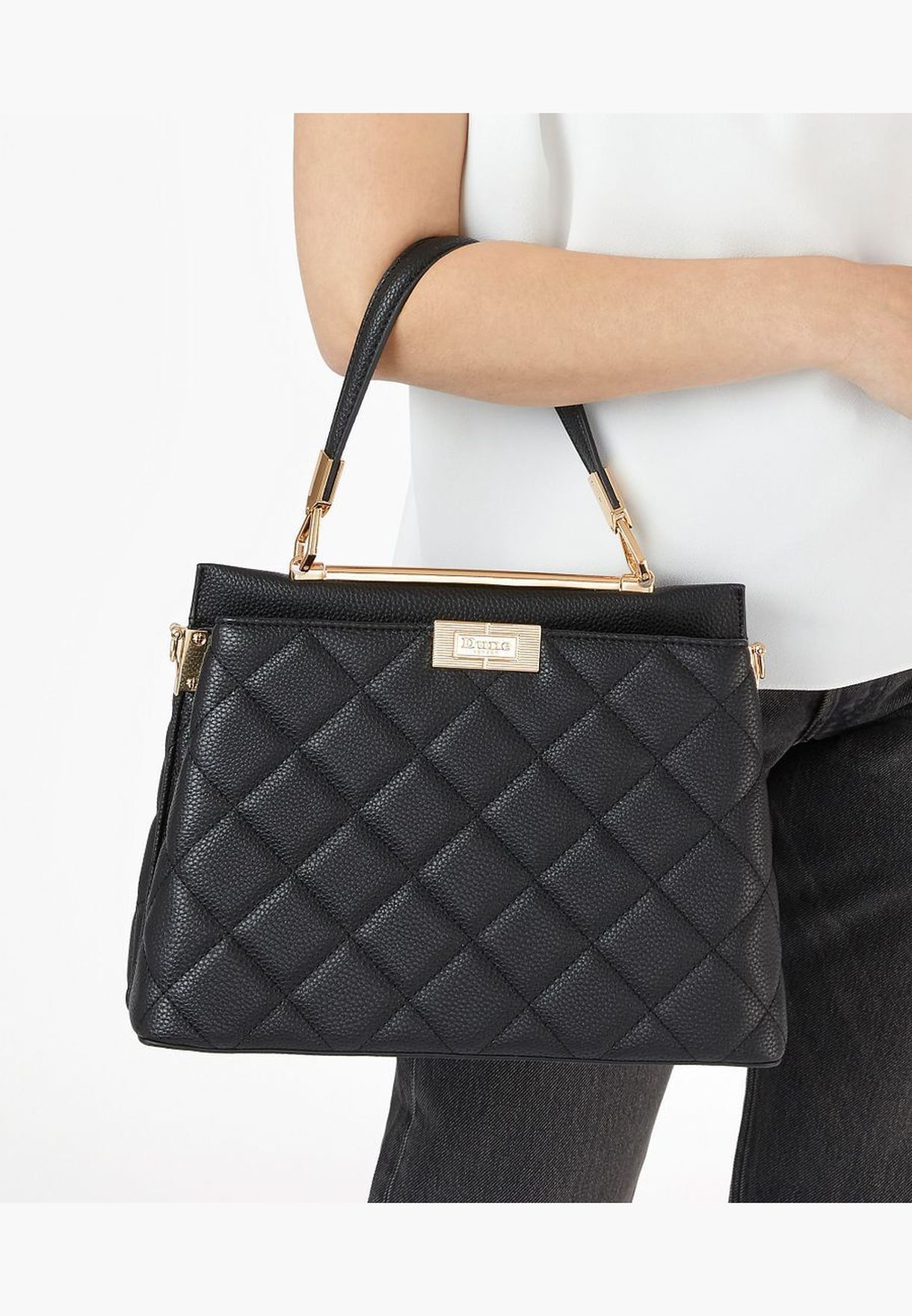 Dates Quilted Handheld Satchel Bag With Detachable Strap
