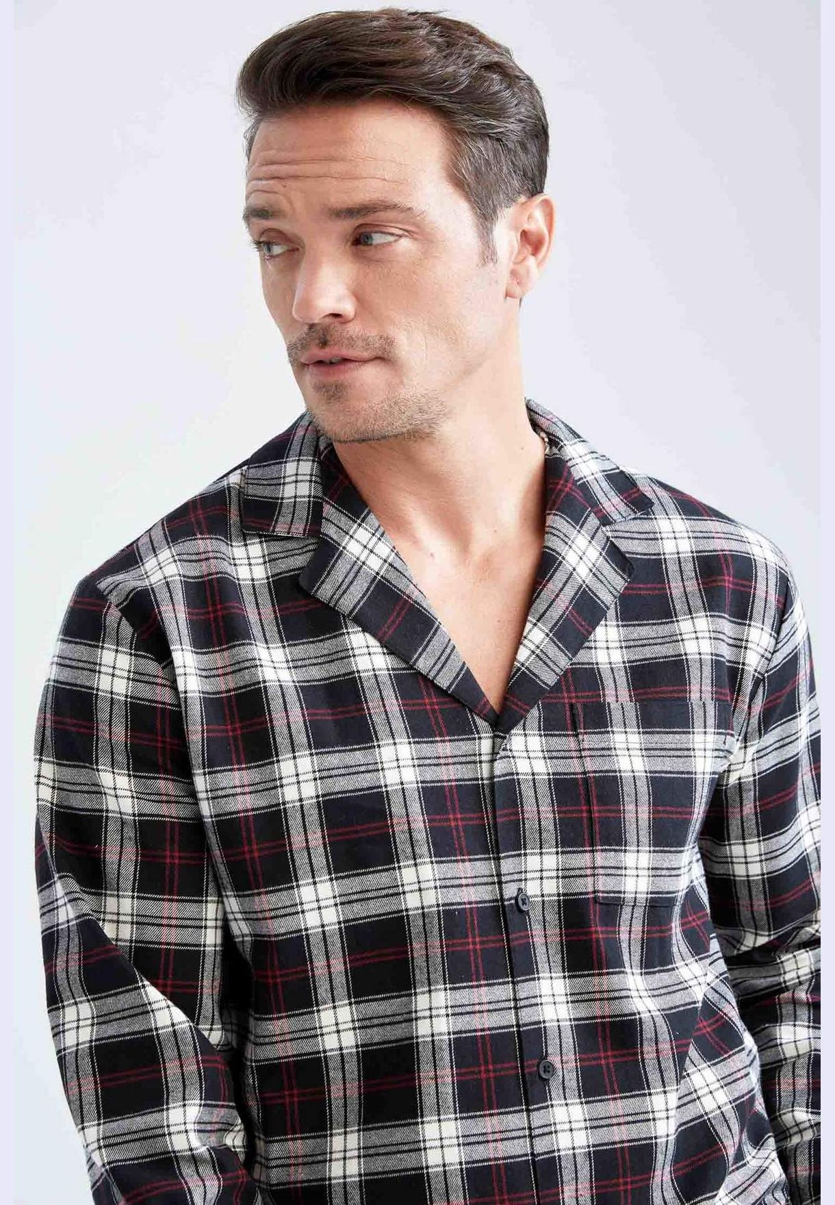 2 Pack Man Shirt Neck Long Sleeve Homewear Woven Sets