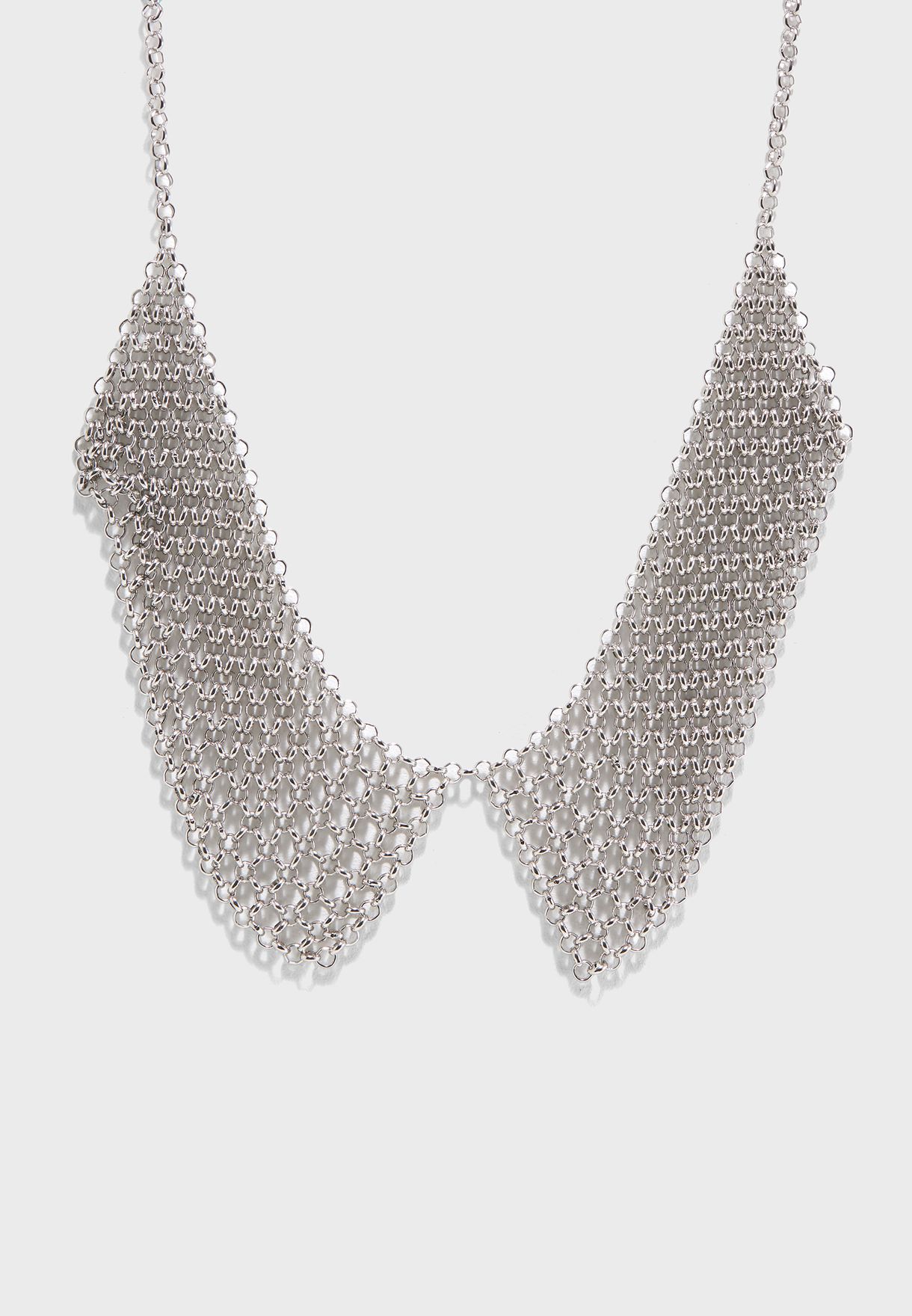 silver Chainmail Collar Necklace 