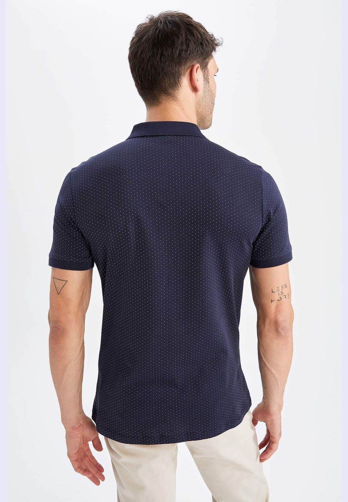 Slim Fit Patterned Short Sleeve Polo Shirt