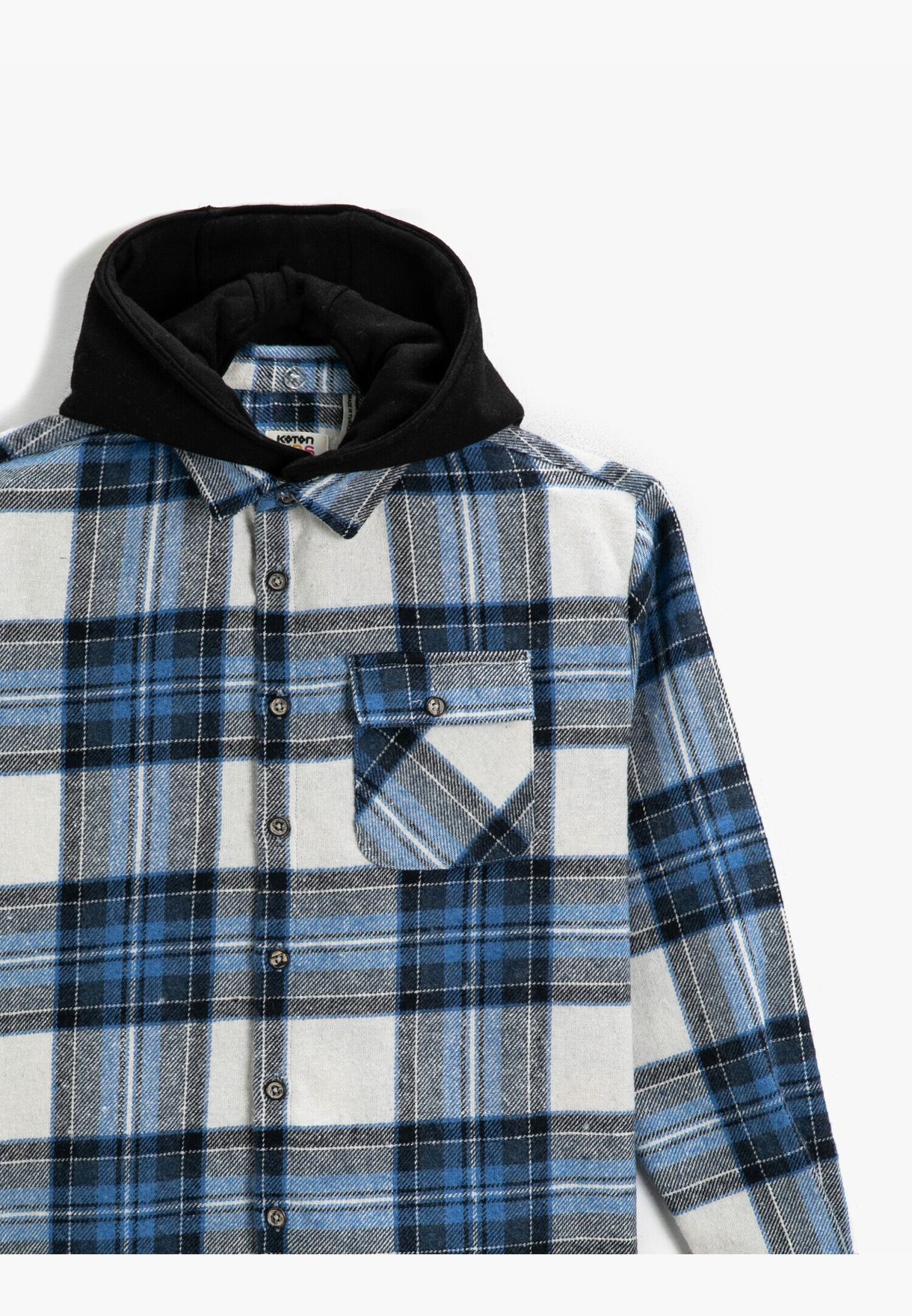 Checked Hooded Flannel Shirt Long Sleeve Pocket