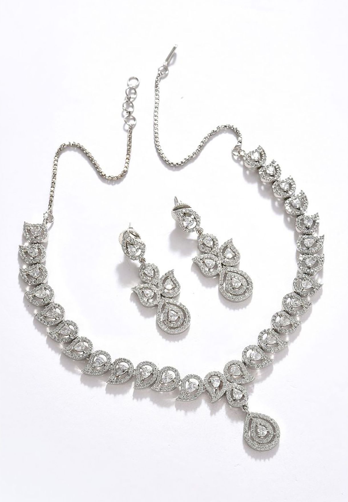 Silver Plated Designer Stone Necklace Set