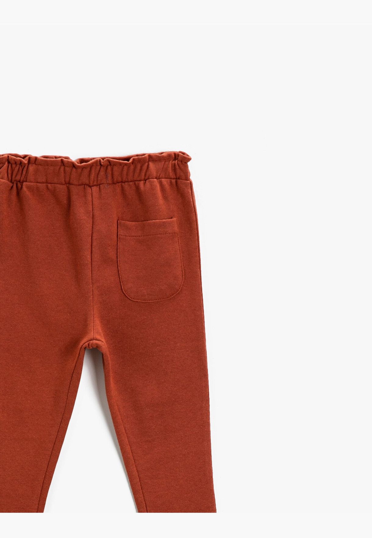 Elastic Waist Sweatpants Pocket Detail Cotton