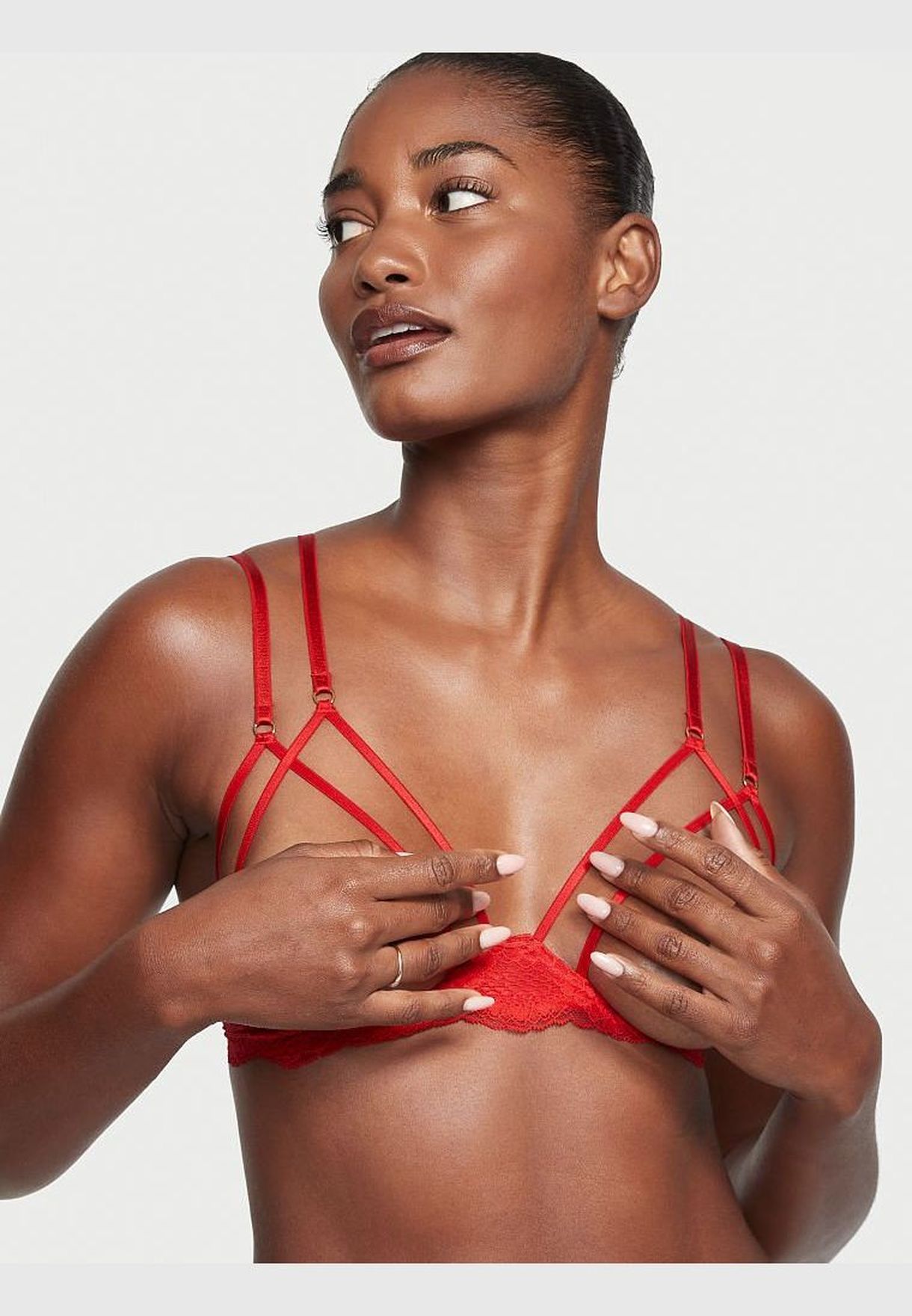 Buy Victorias Secret neutrals Strappy Open-Cup Demi Bra for Women in 