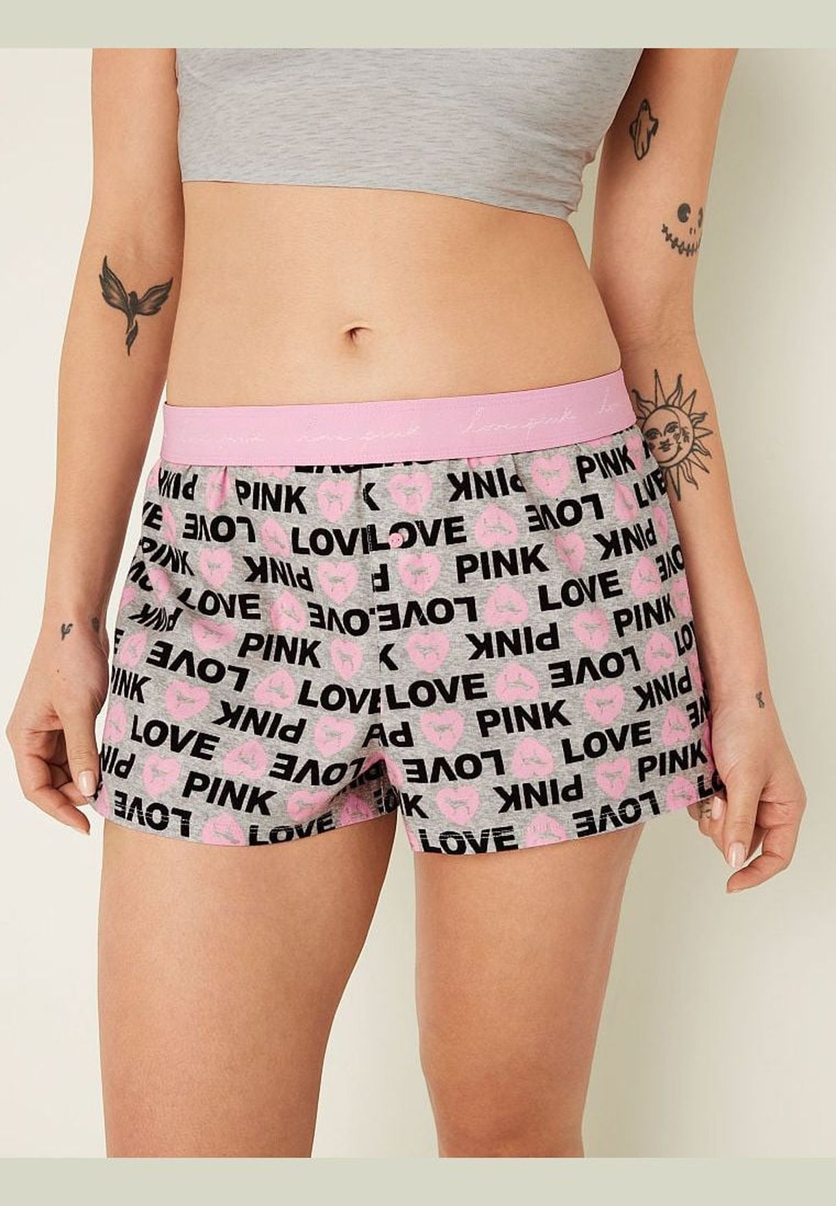 Buy Victoria's Secret neutrals Flannel Boxy Pajama Shorts for Women in ...