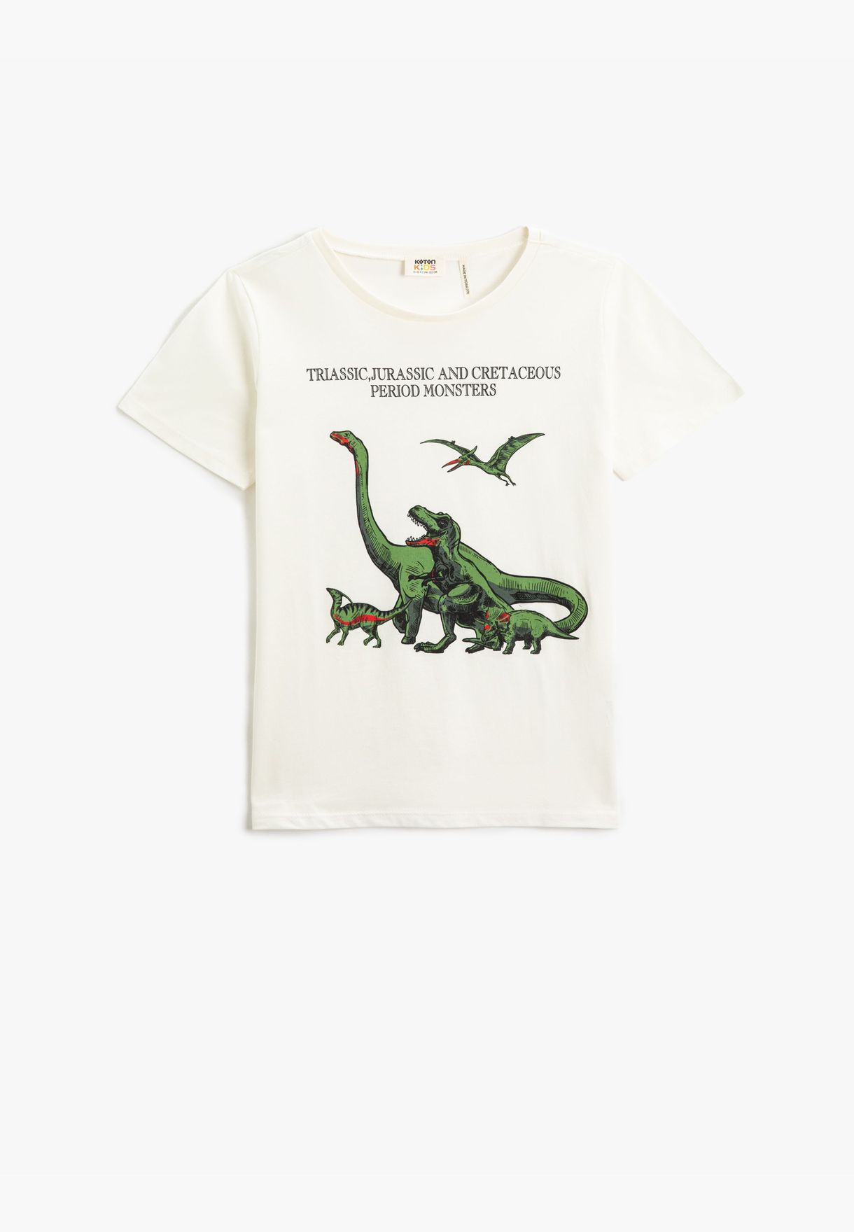Dinosaur Printed Short Sleeve T-Shirt Round Neck