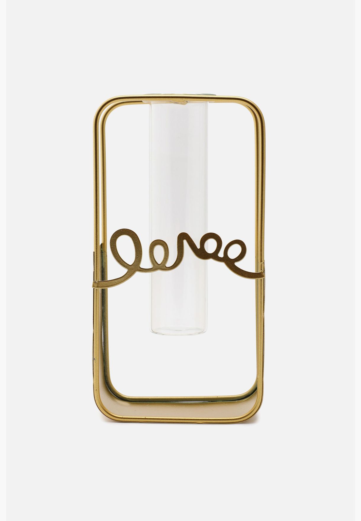 Sqaure Shaped Modern Glass Test Tube Metal Flower Vase For Home Decor