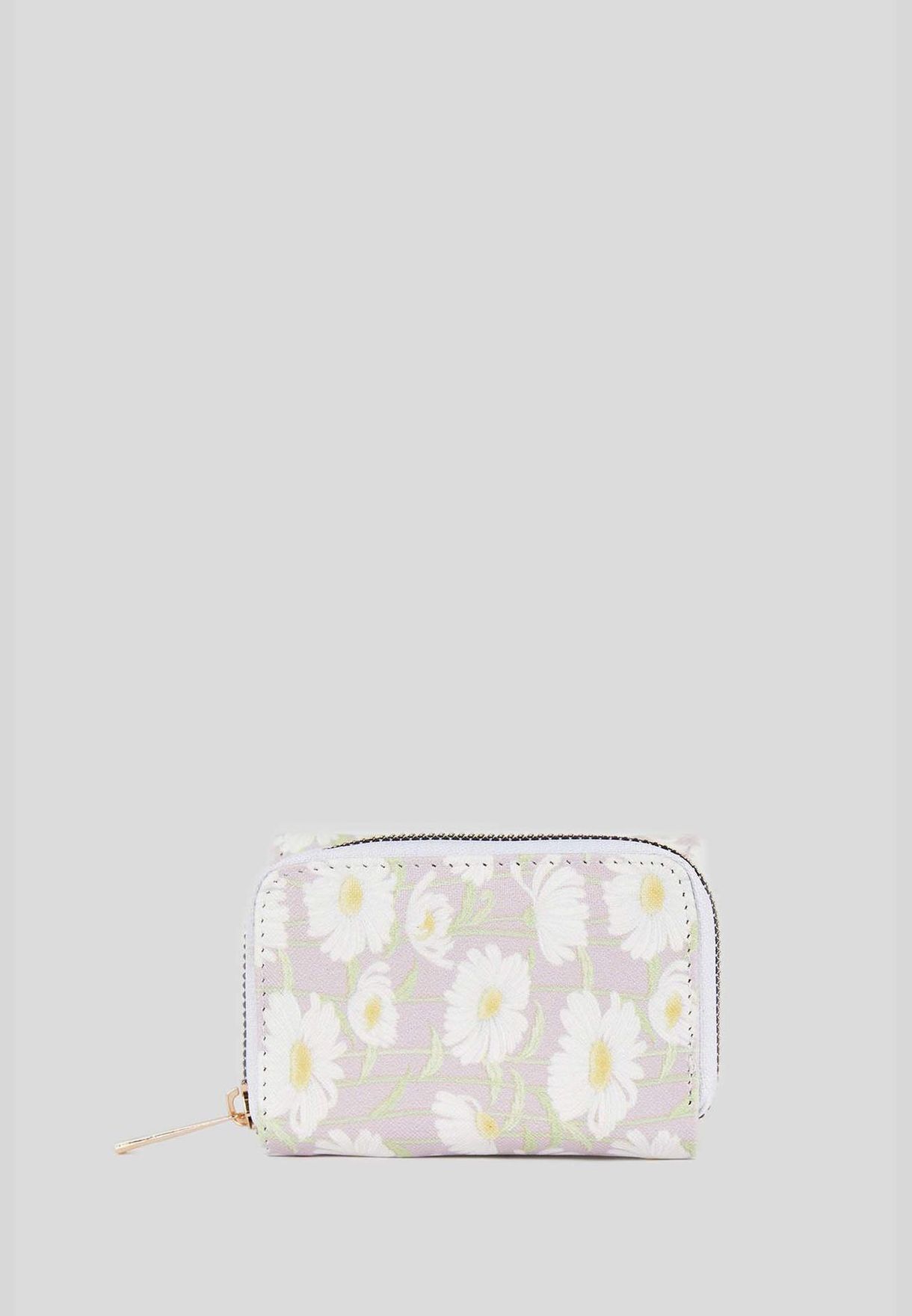Faux Leather Daisy Print Wallet