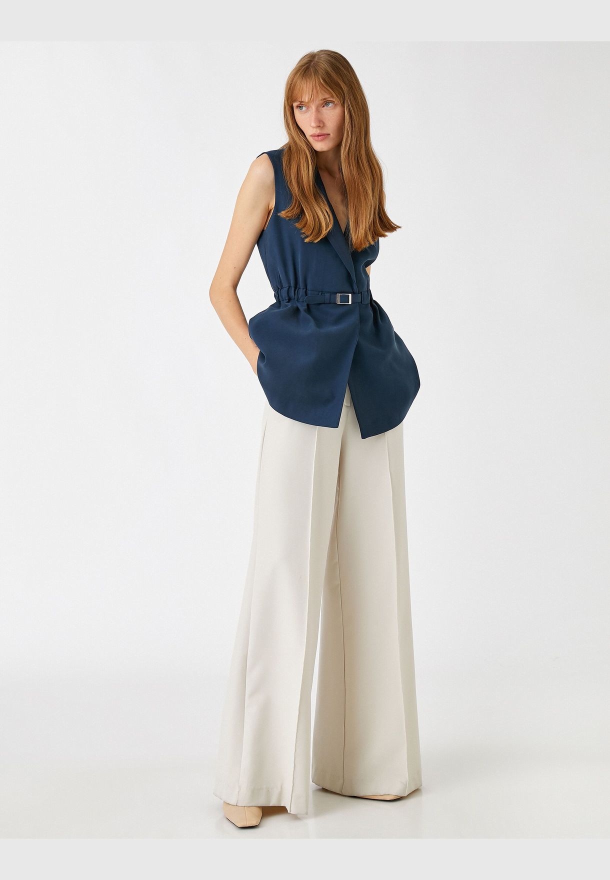 Silk Looking Vest Belted