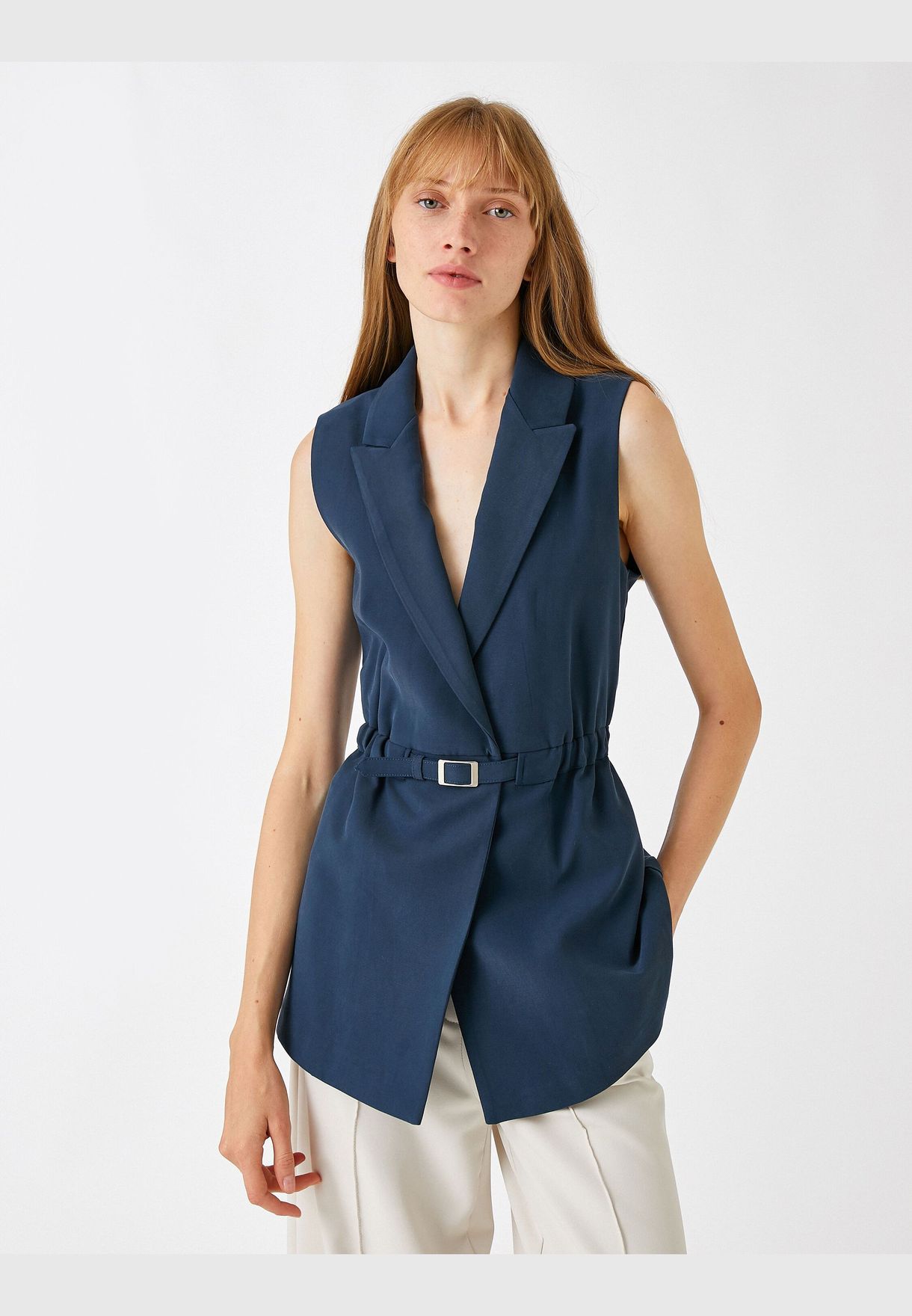 Silk Looking Vest Belted