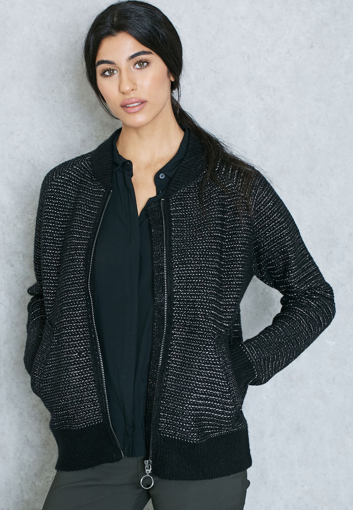 black shimmer cardigan