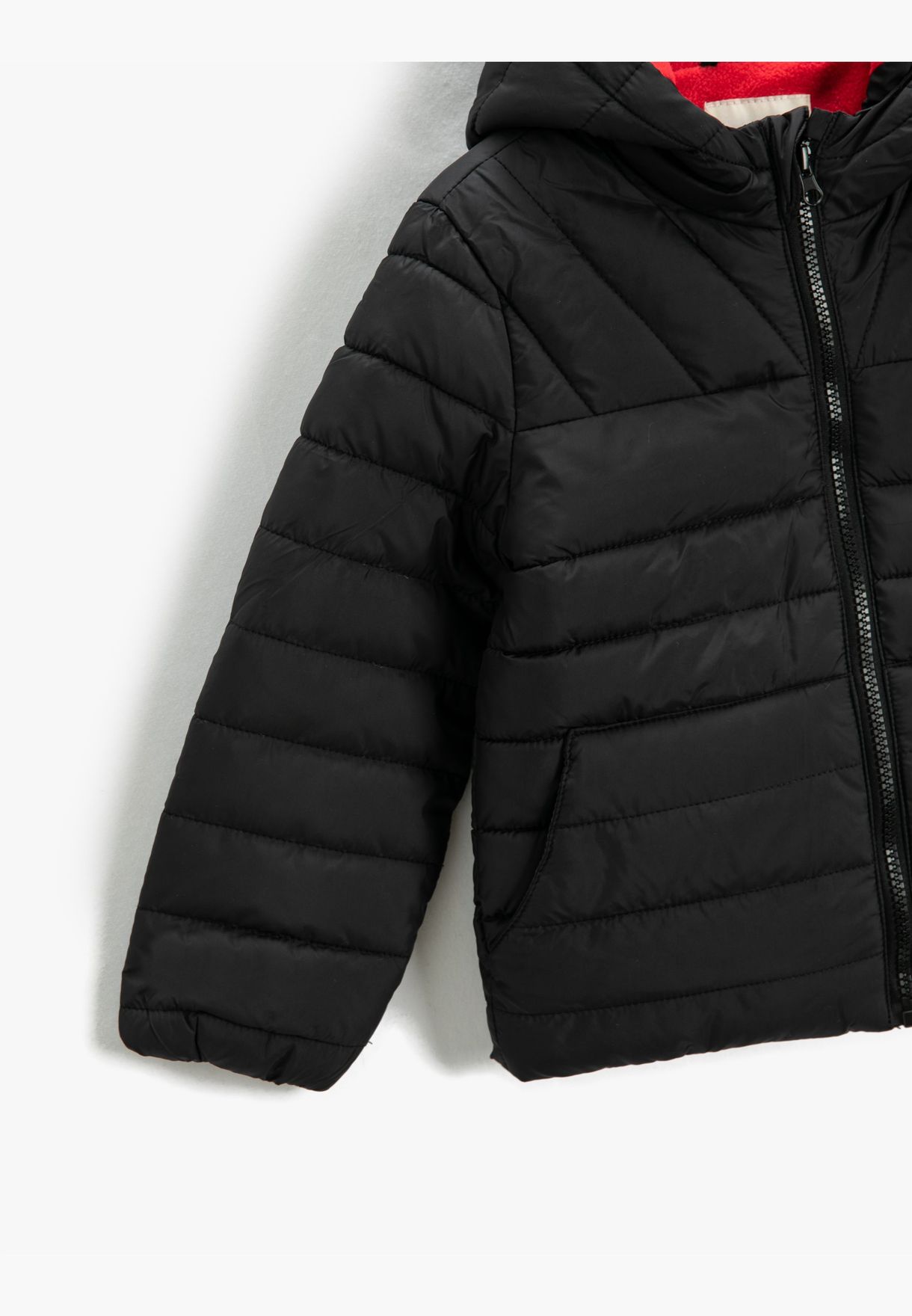 Puffer Coat Hooded Elastic Cuffs Zip Closure