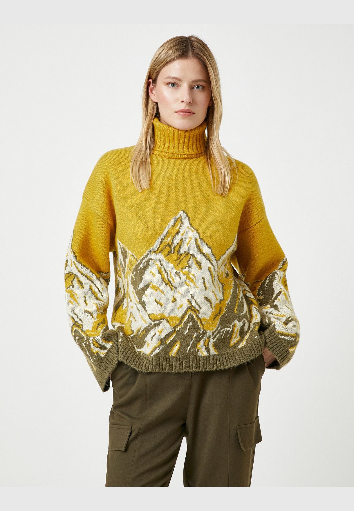 Şahika Ercümen X Koton - Nature Patterned Turtleneck Sweater