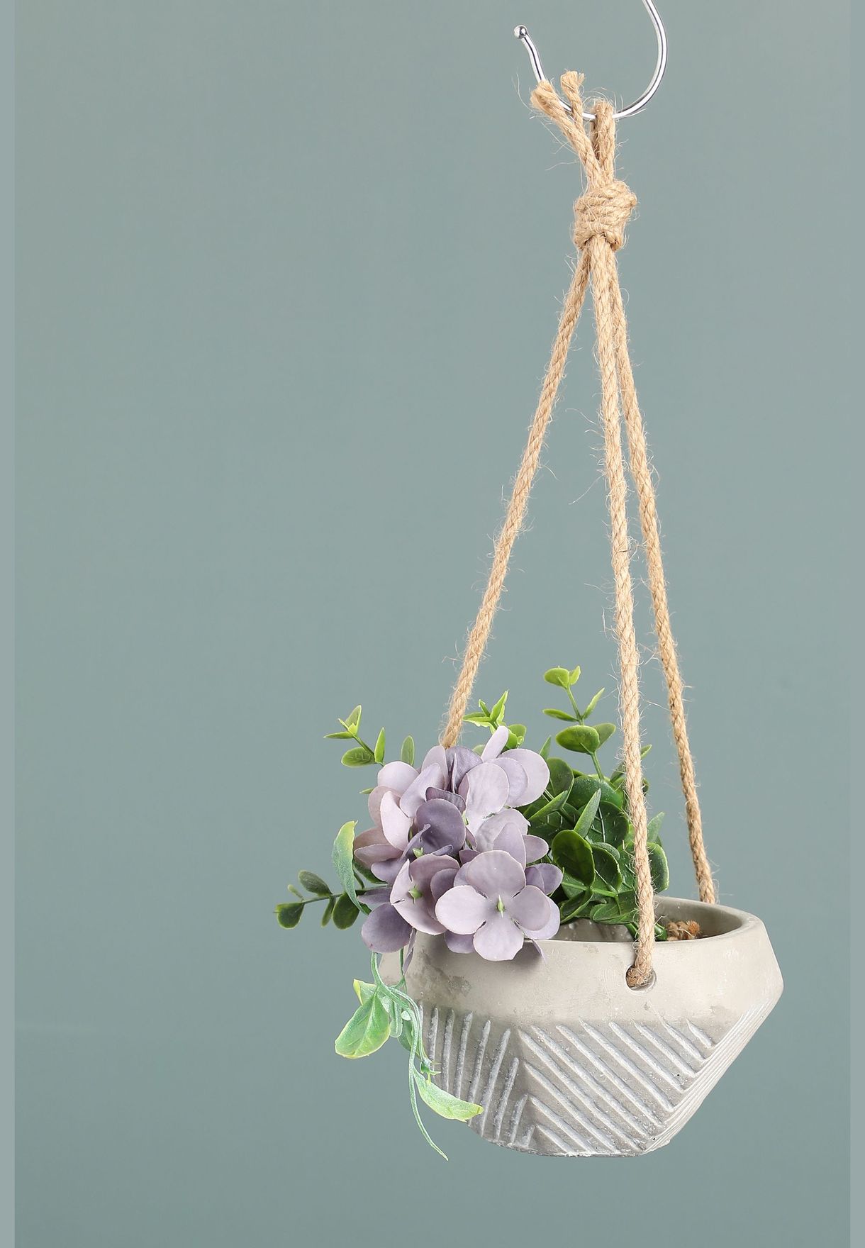 Ceramic Planter in Hanging Basket For Home Décor