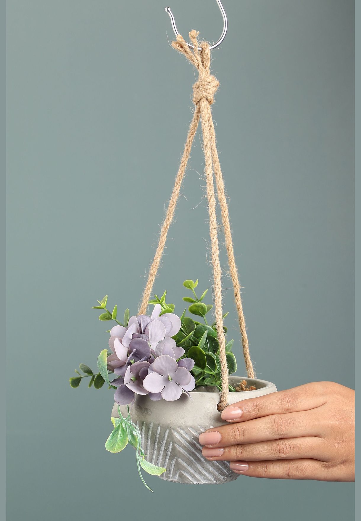 Ceramic Planter in Hanging Basket For Home Décor