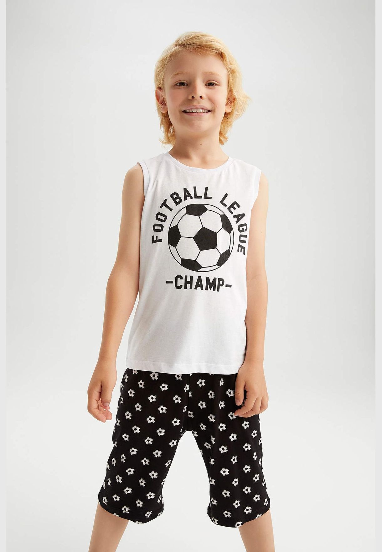 2 Pack Boy Regular Fit Crew Neck Sleeveless Homewear Knitted Pyjamas