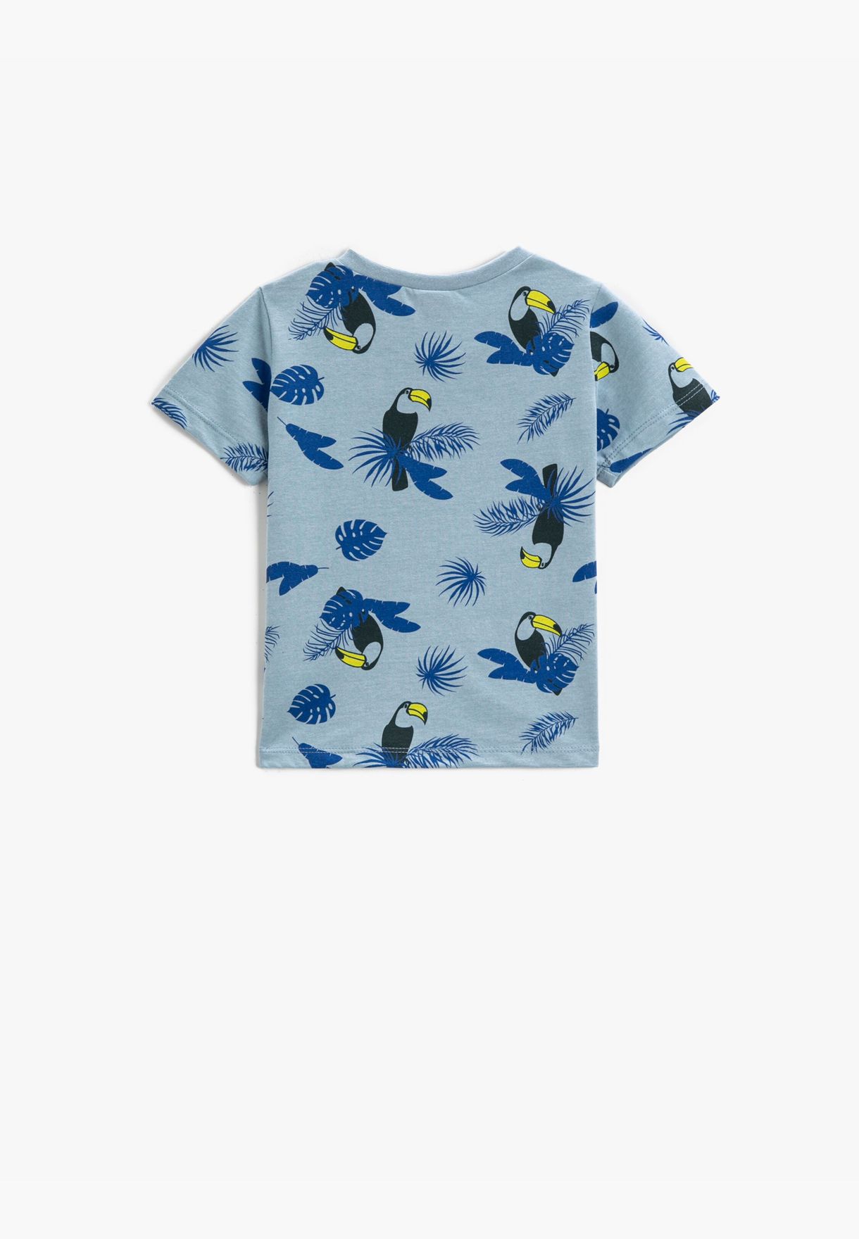 Parrot Printed Short Sleeve T-Shirt  Crew Neck