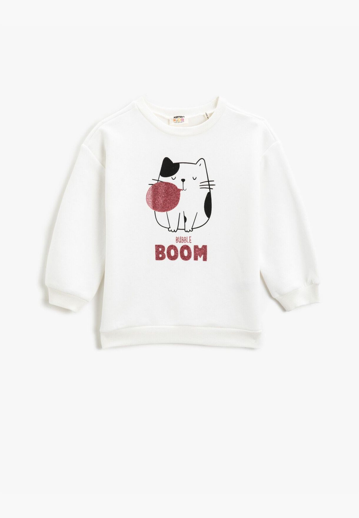 Cat Printed Long Sleeve Sweatshirt Cotton