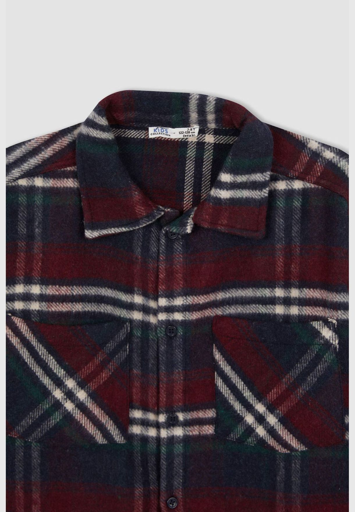 Long Sleeve Square Print Flannel Shirt
