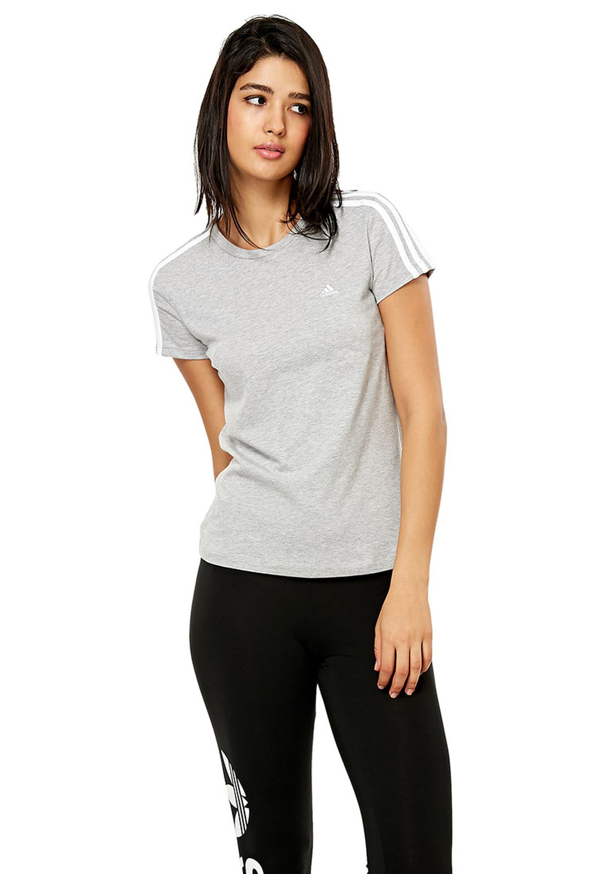 adidas essentials 3 stripe t shirt ladies