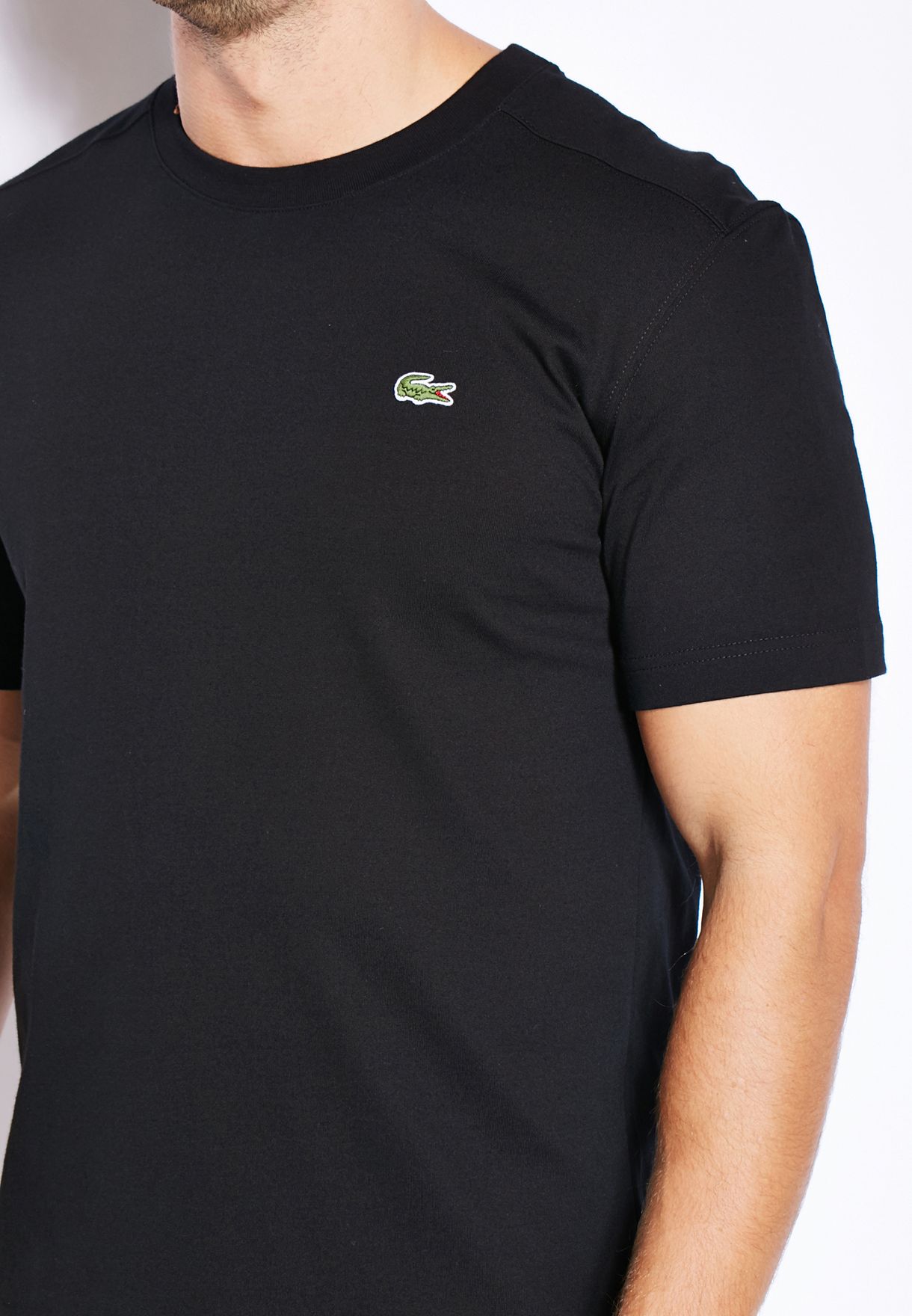 lacoste plain black t shirt