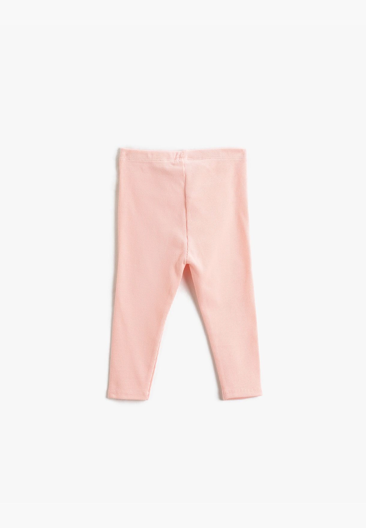 Ribbed Basic Leggings Drawstring Elastic Waistband