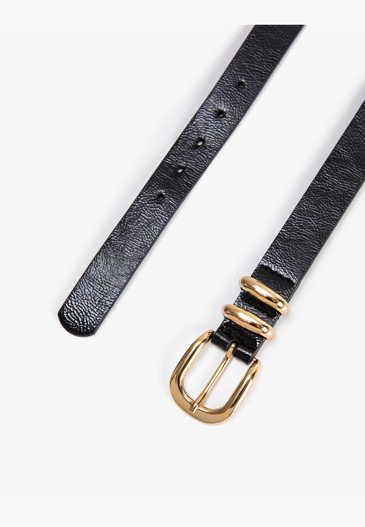 Faux Leather Metal Buckle Detail Belt