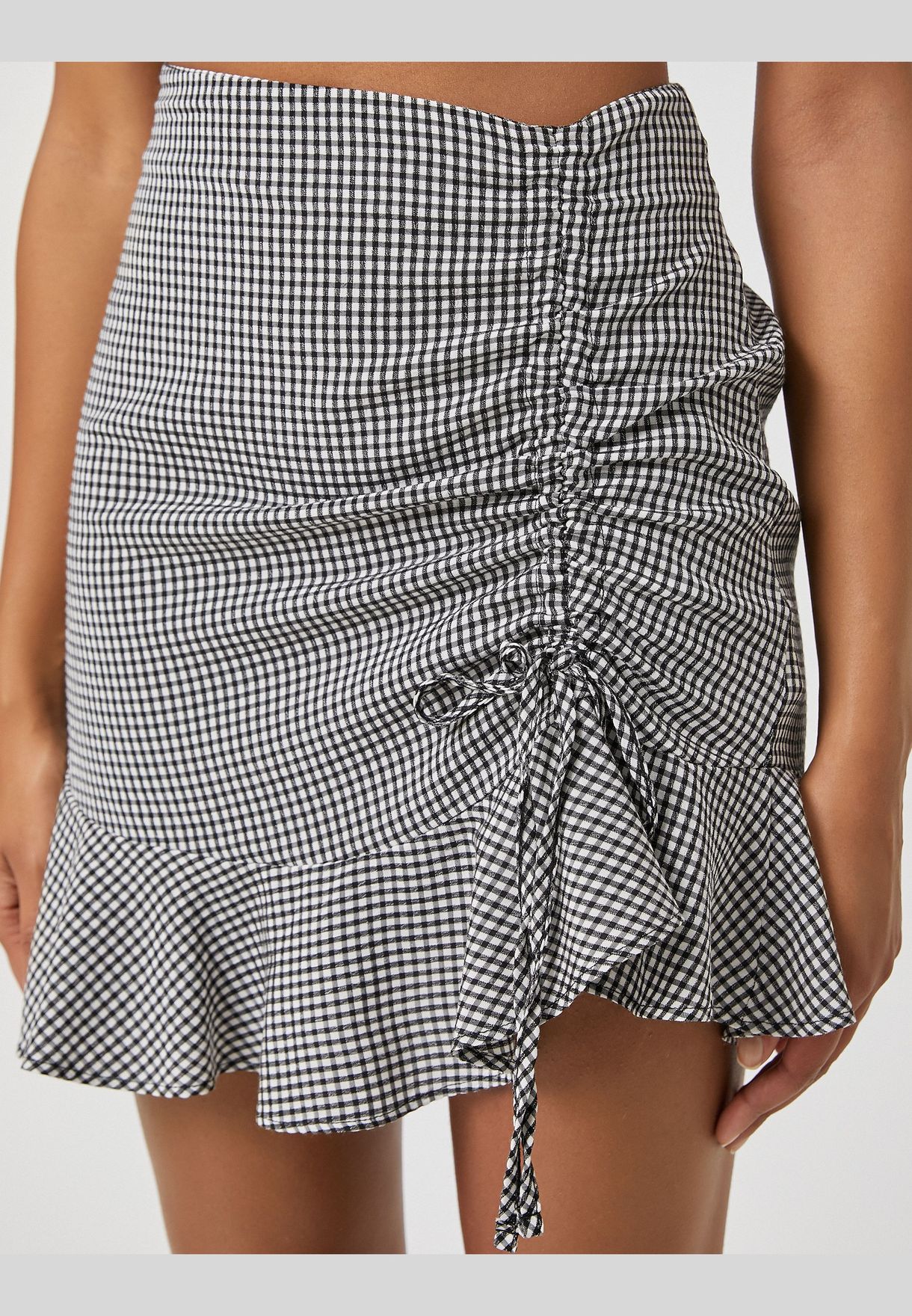 Check Ruffe Viscose Mini Skirt