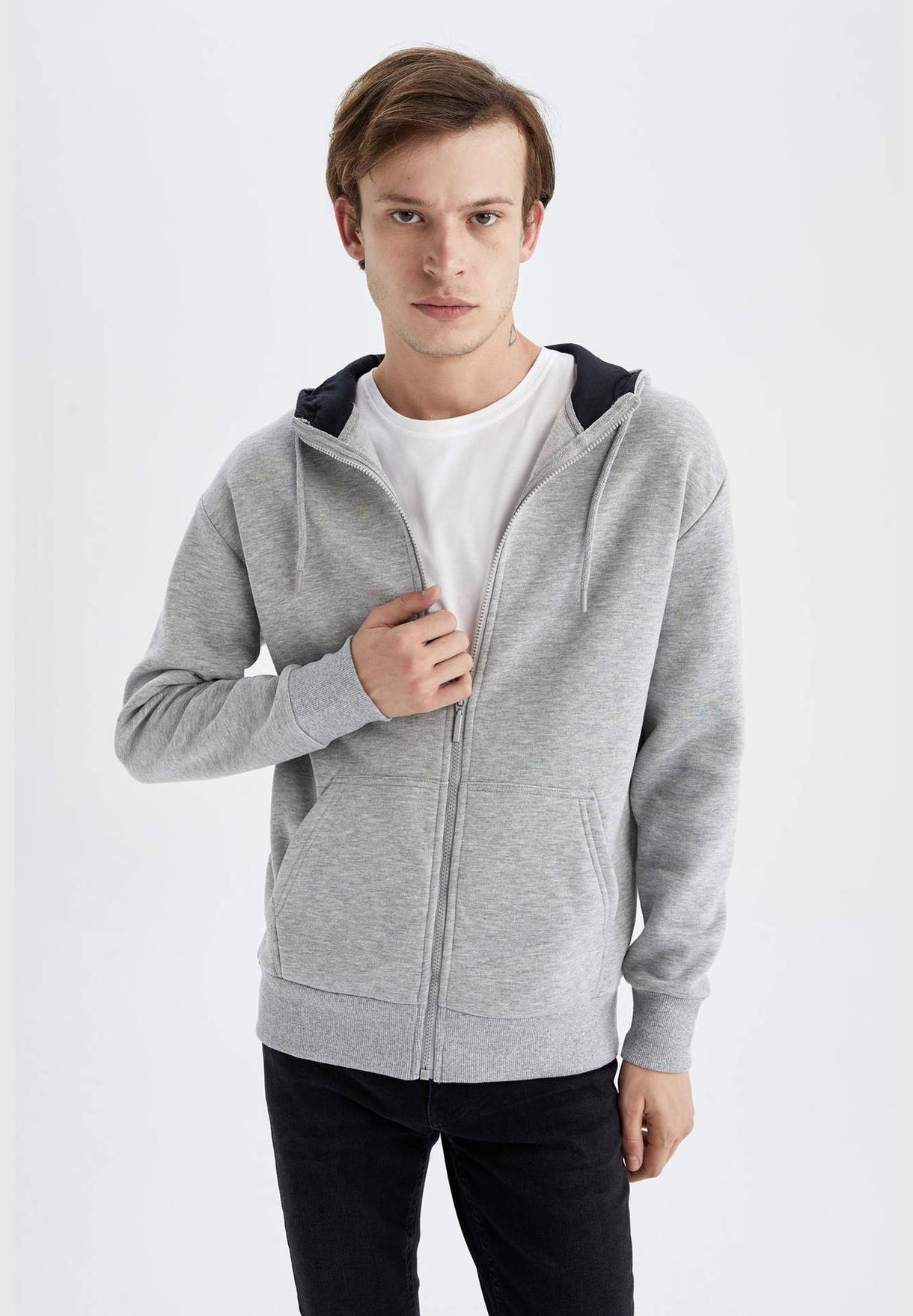 Man Regular Fit Hooded Long Sleeve Knitted Cardigan