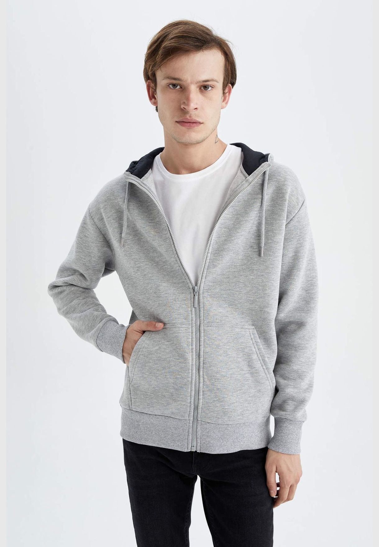 Man Regular Fit Hooded Long Sleeve Knitted Cardigan