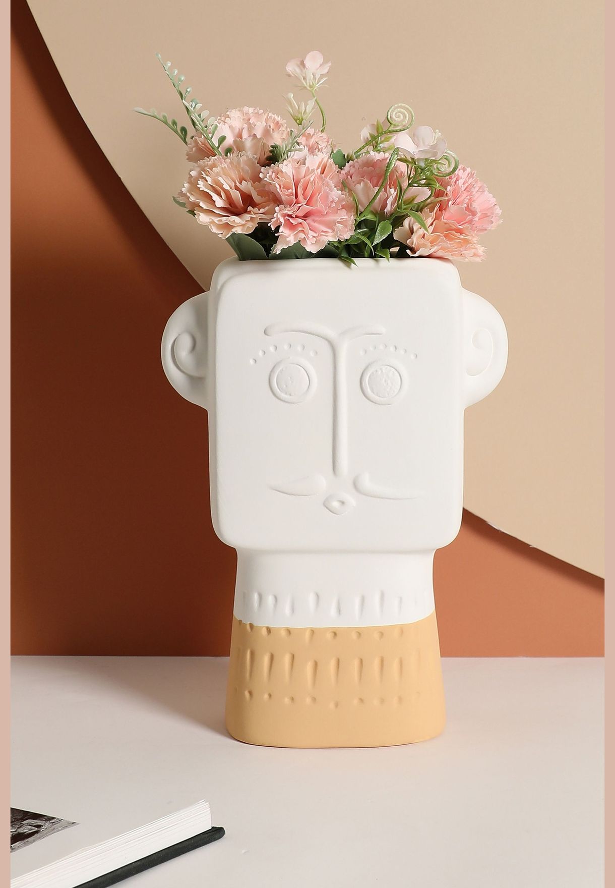 Man Face Shaped Modern Ceramic Flower Vase For Home Decor 