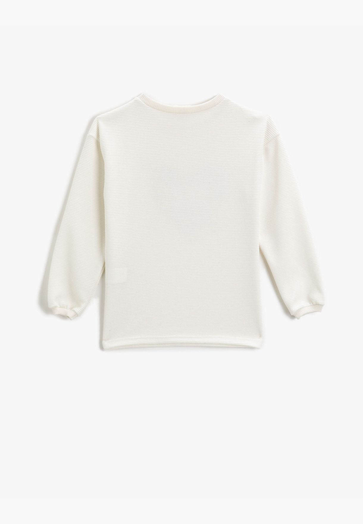 Printed Textured Long Sleeve Sweatshirt Cotton