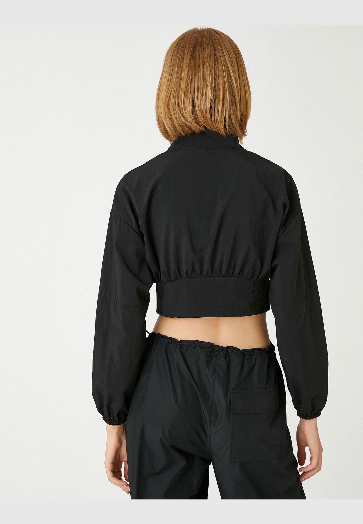Crop Zipper Bomber Jacket