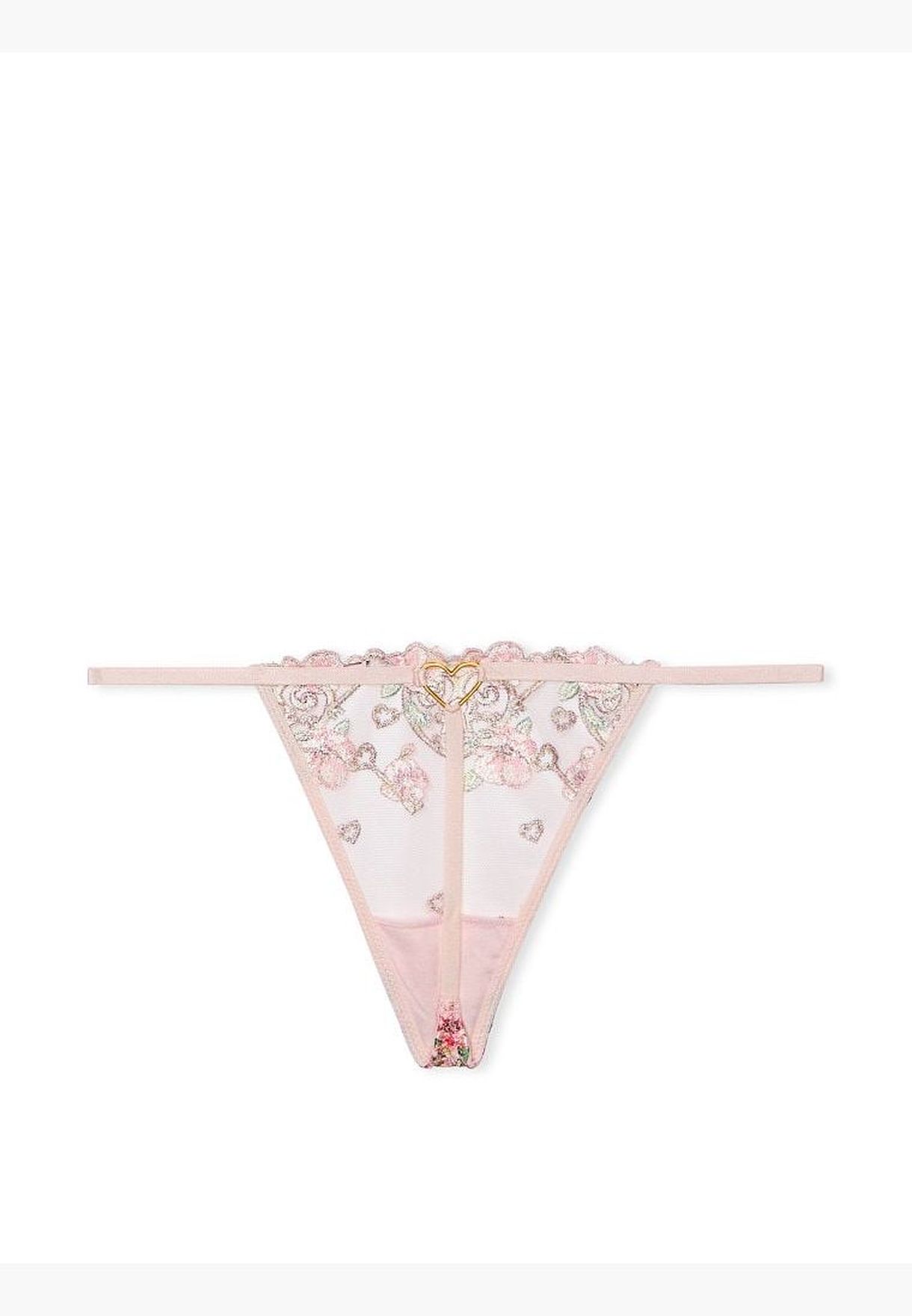 Buy Victorias Secret Neutrals Floral Heart Embroidery V String Panty For Women In Mena Worldwide