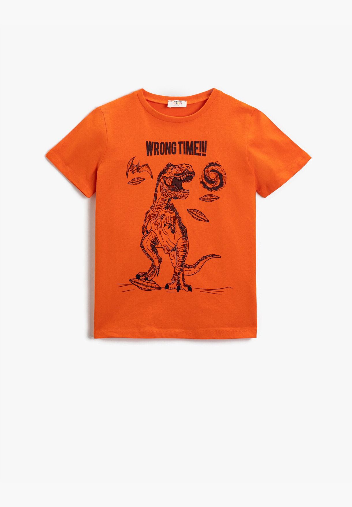 Dinosaur Printed Short Sleeve T-Shirt Cotton Crew Neck