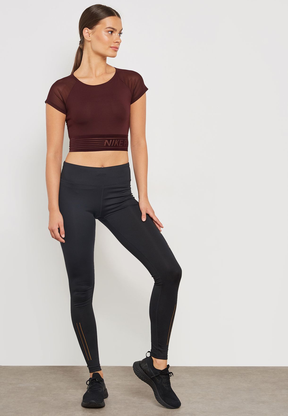 Buy Nike burgundy Pro Deluxe Cropped T 
